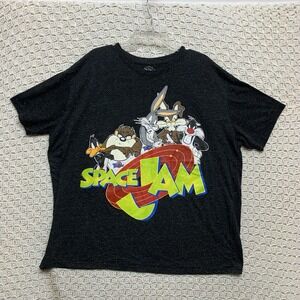 Space Jam Mens Shirt 3XL Black Confetti Short Sleeve  Looney TuneSquad‎